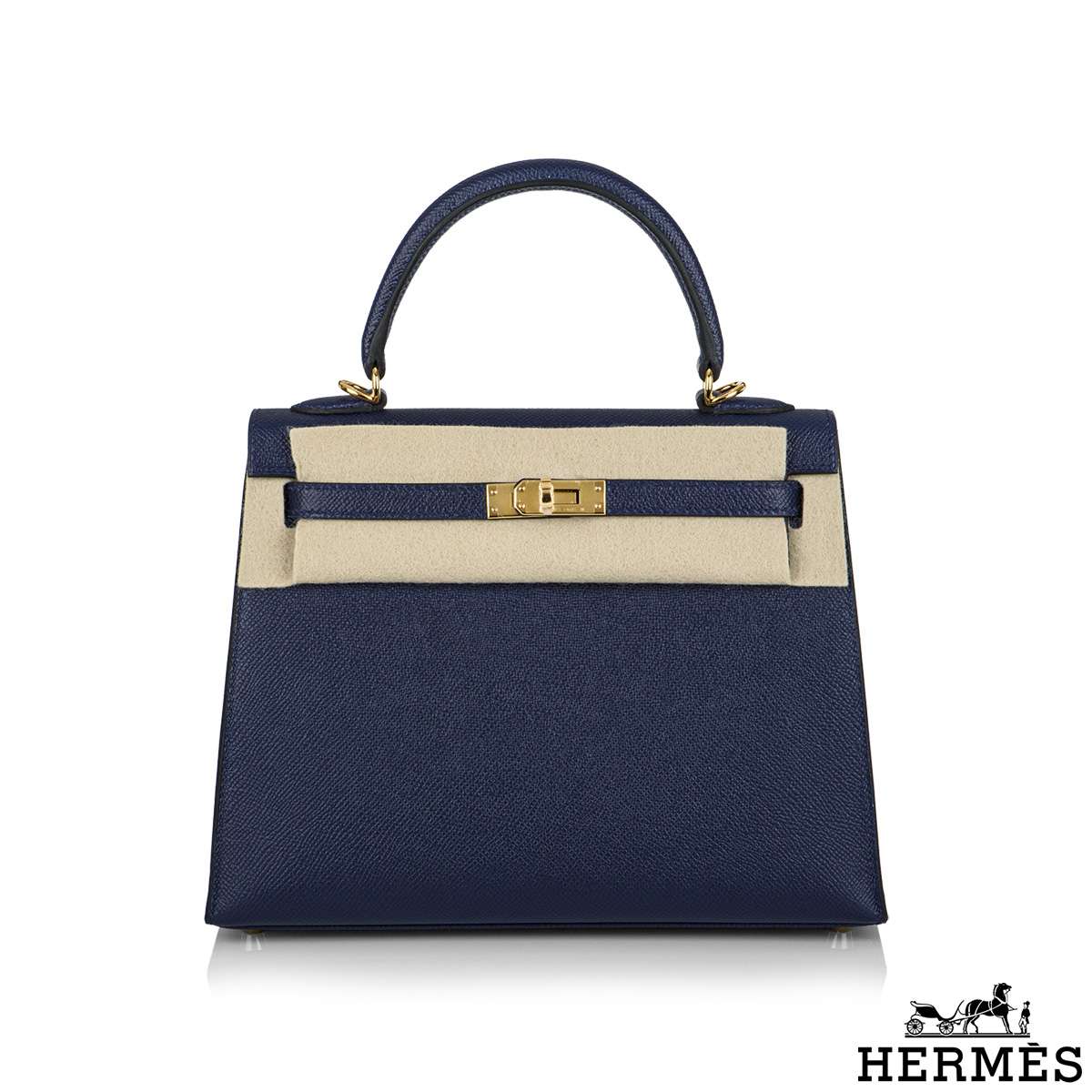 Hermes Kelly 25 Blue Saphir C Stamp - THE PURSE AFFAIR